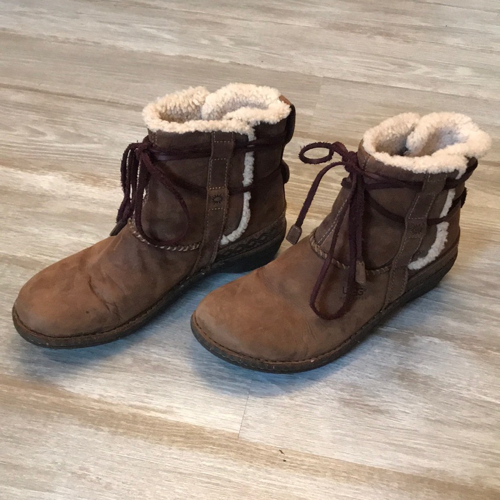 Brown Lace-tie UGG boots